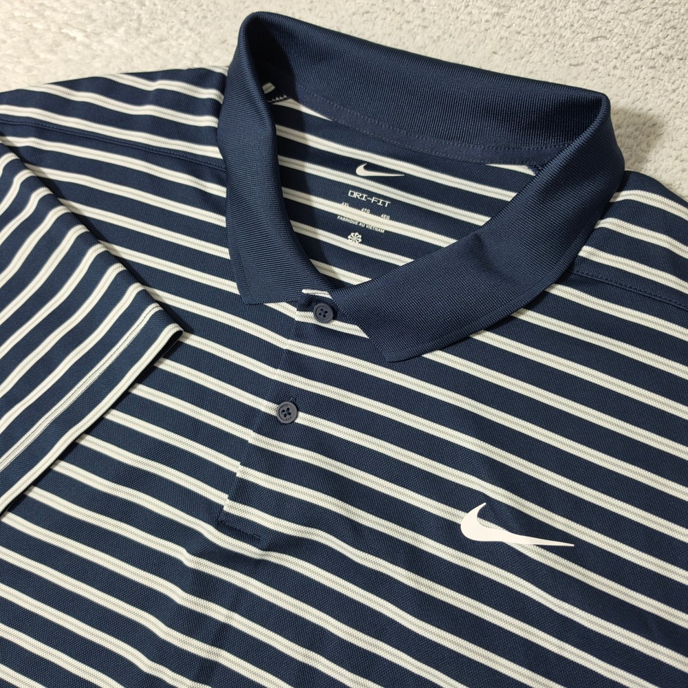 Nike Polo Shirt Mens 4XL Navy Blue Striped Dri-FIT Short Sleeve DH0829-451 EUC